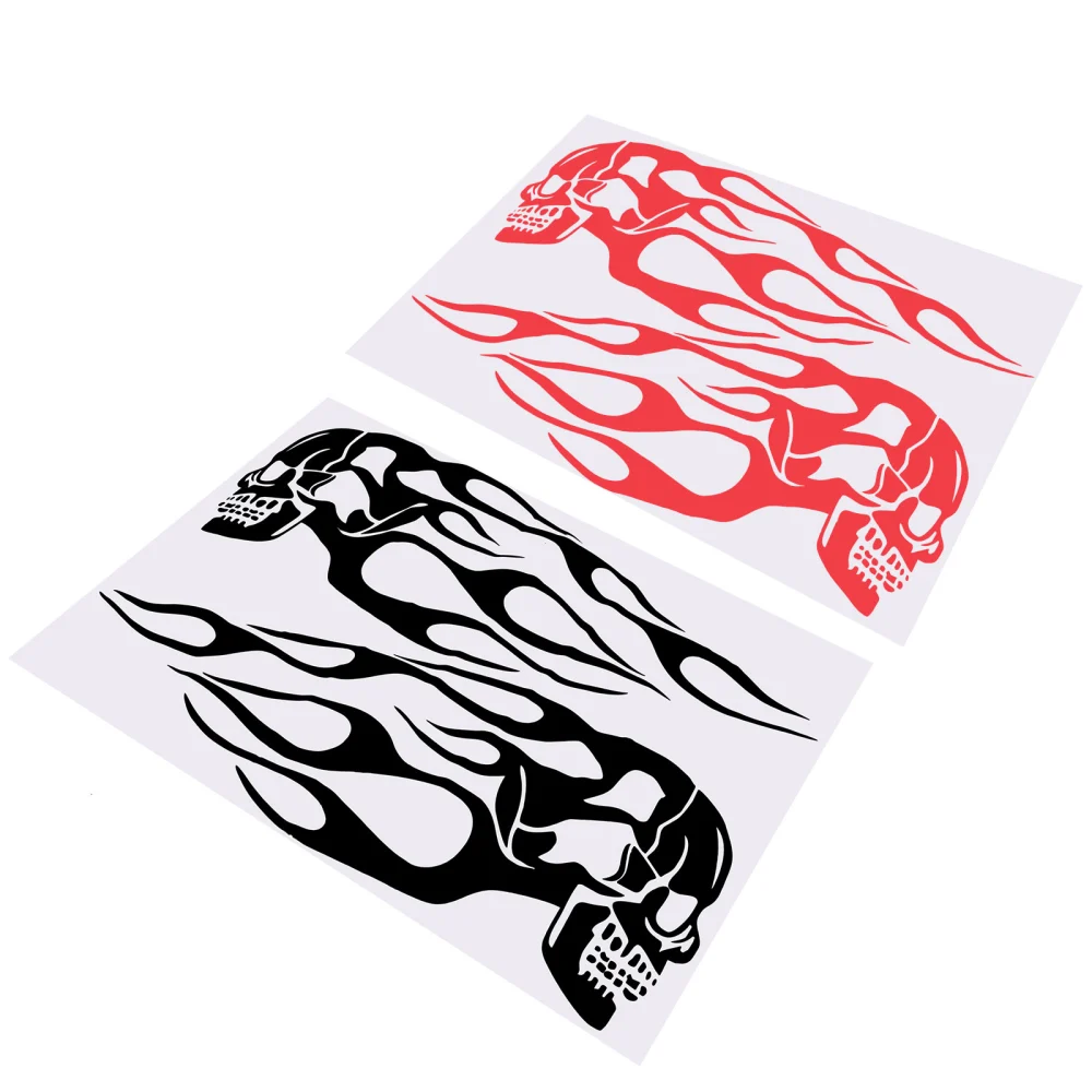 2 Pairs Decorative Motorcycle Fuel Tank Sticker Motorbike Fuel Tank Skull Decal