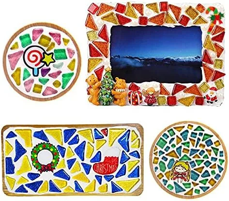 1 Bag Mosaic Tiles Crystal Irregular Flat Back Tiles for Craft Project DIY Supplies