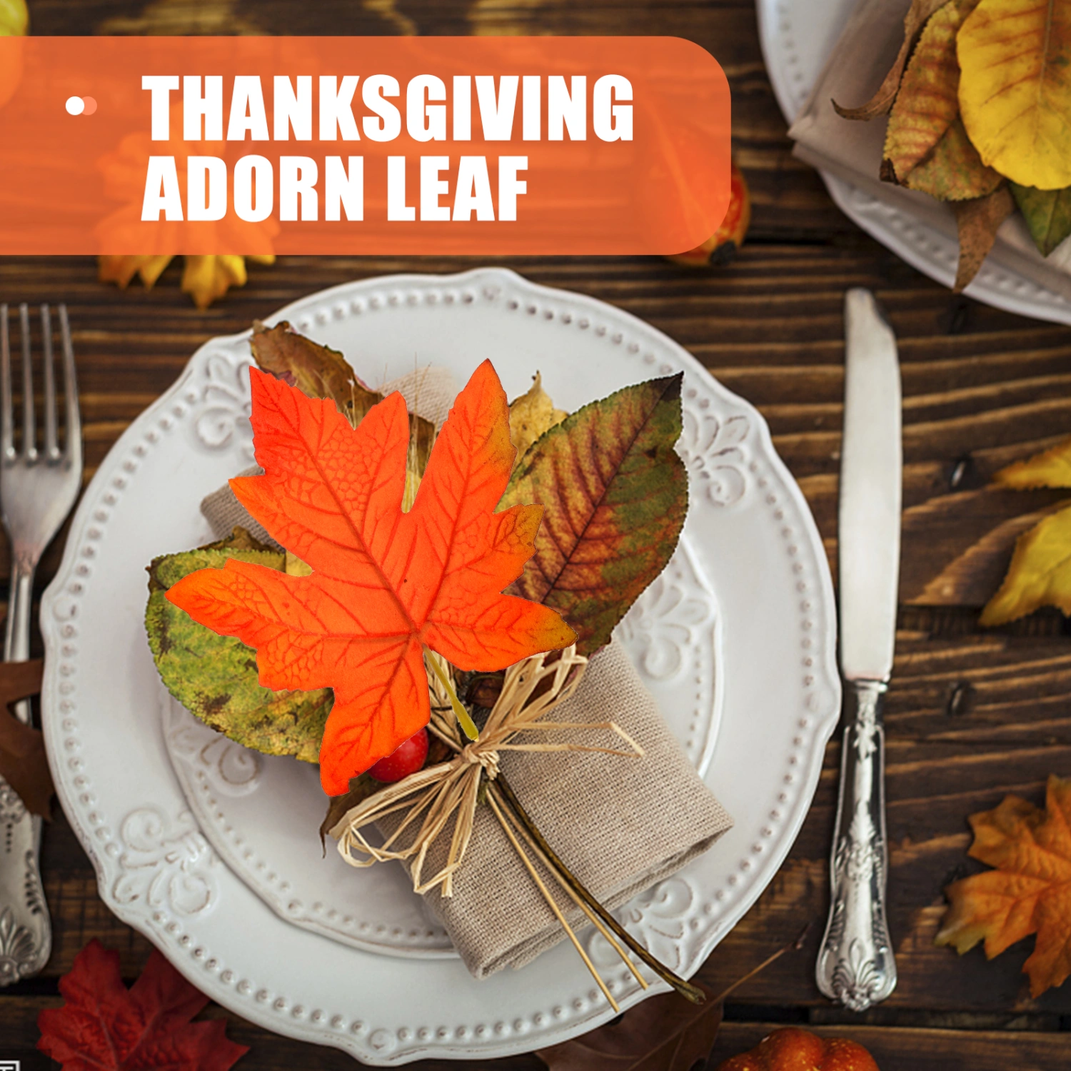 48pcs Thanksgiving Faux Fall Maple Leaves Artificial Fall Leaves Fake Leaves Autumn Fall Props