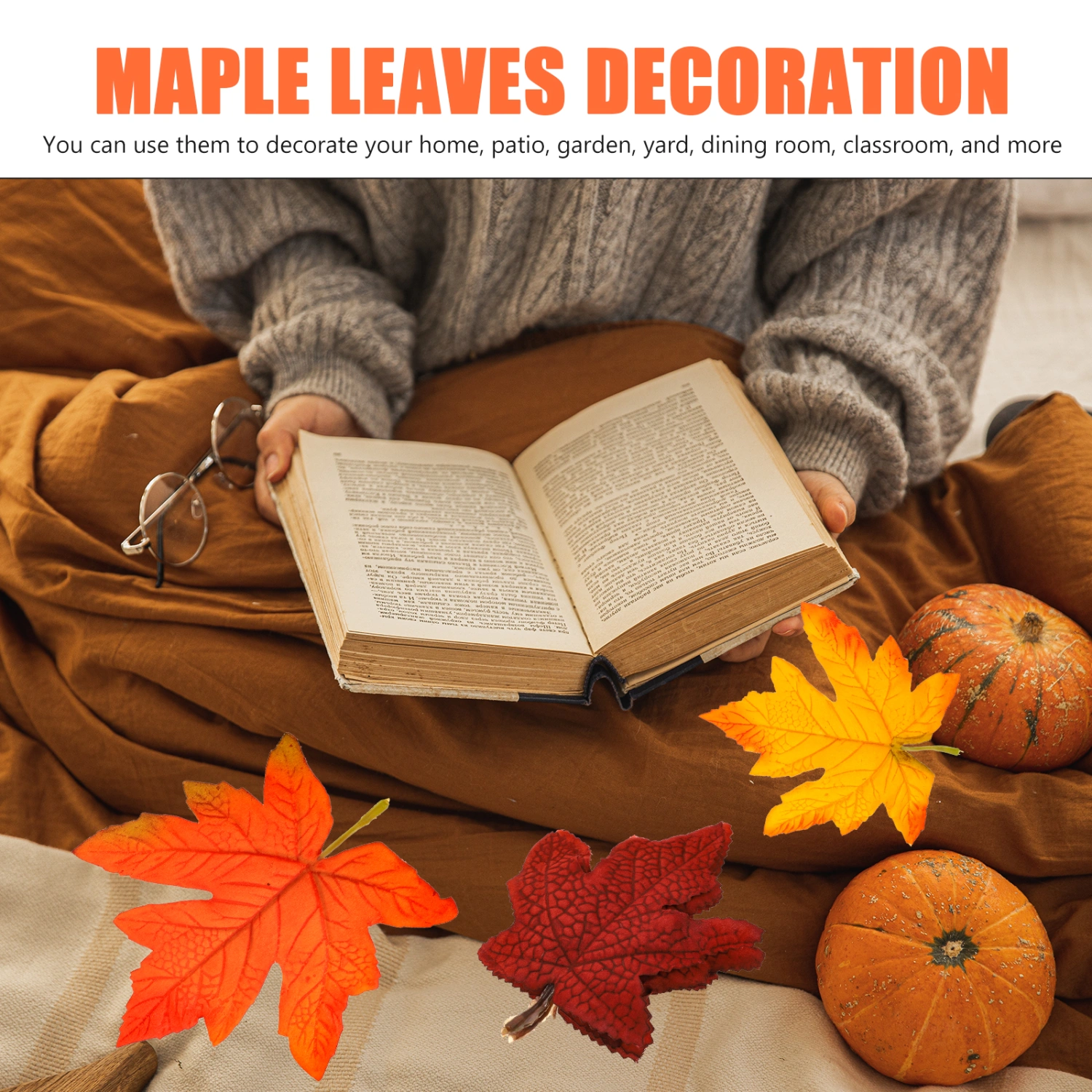 48pcs Thanksgiving Faux Fall Maple Leaves Artificial Fall Leaves Fake Leaves Autumn Fall Props