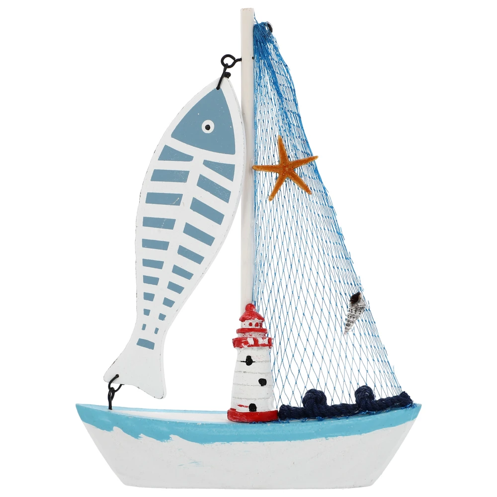 Decorative Sailboat Adornment Mediterranean Themed Sailing Boat Model Fish Tank Decor