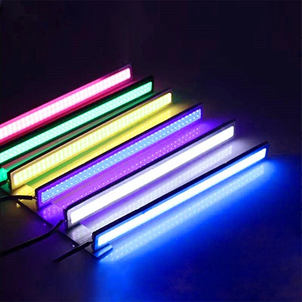 1Pc 17cm Ultrathin Waterproof COB High Power Slim Car LED Daytime Running Lights Daylight Driving Continuous Type Lamp with Random Lamp Tube Color (Ice Blue Light Color)