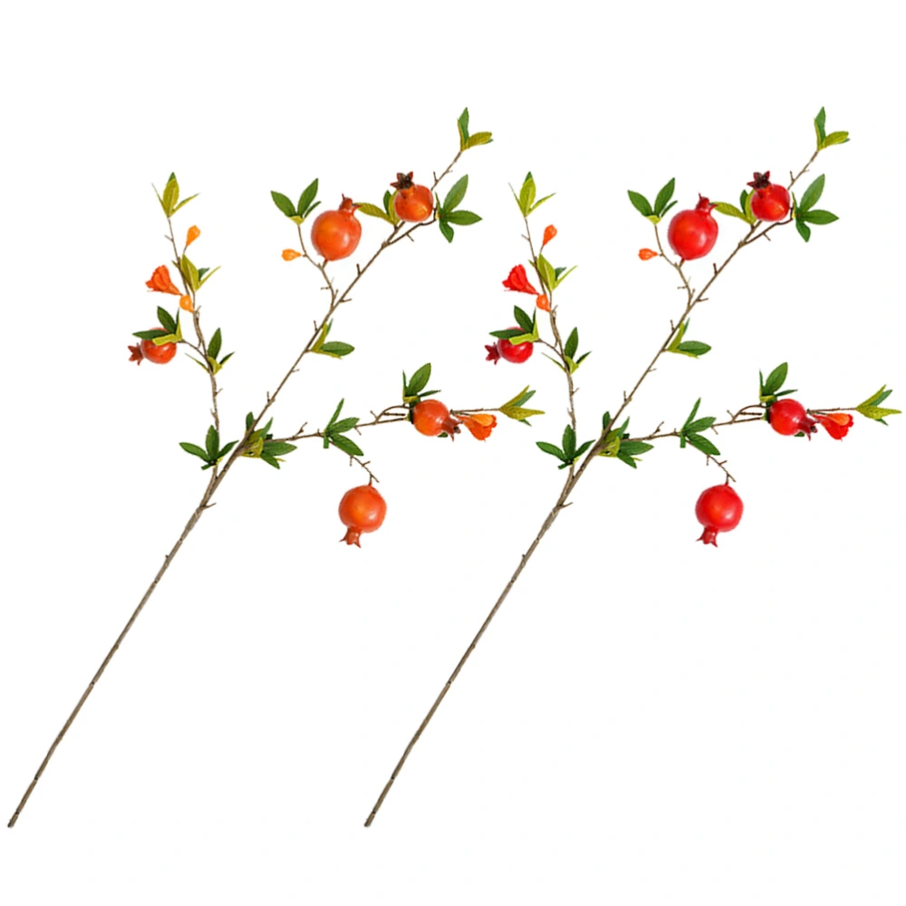 2pcs Pomegranate Fake Stems Pomegranate Picks Pomegranate Stem Photo Props