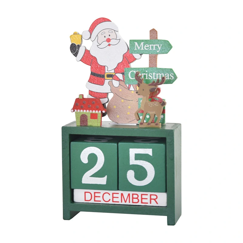 Wooden Christmas Calendar Desktop Calendar Xmas Calendar Block Desktop Decoration