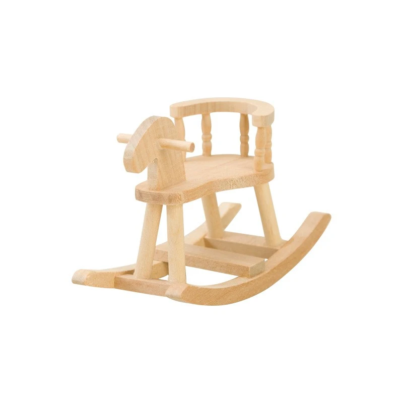 Doll House Rocking-horse Model Miniature Rocking-horse Desktop Decoration Wooden Craft