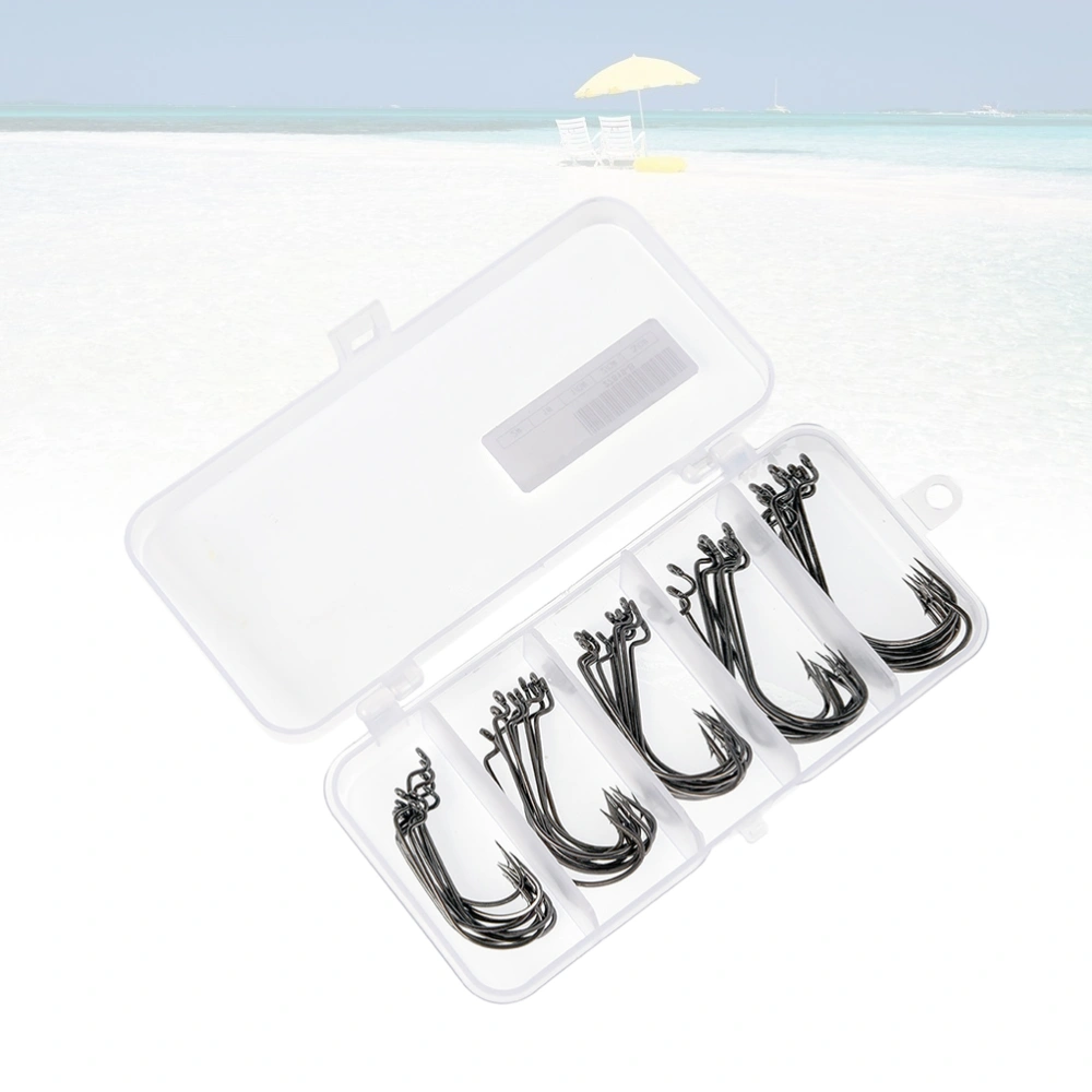 50pcs Long Wide Crank Fish Hook Sharpened Fishing Lead Fish Hooks Fishing Tackle with Case (5)