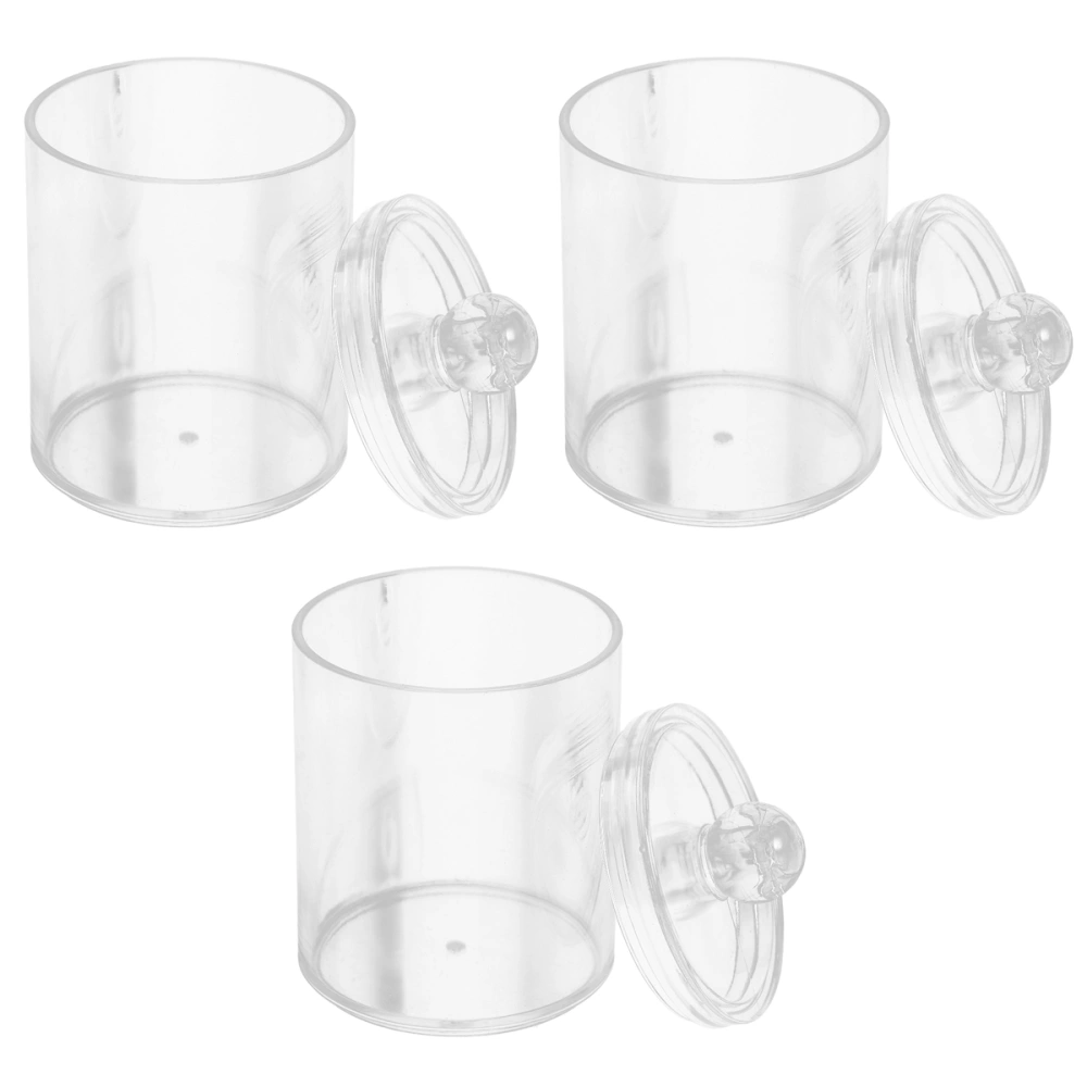 3pcs Useful Round Storage Box Transparent Storage Case Durable Household Storage Container for Cotton Swabs Jewelry