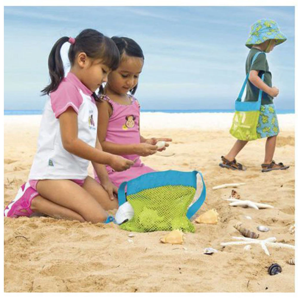 Beach Mesh Tote Bag Sand Toys Shell Bag for Beach Pool Boat Family Children Play - Size S