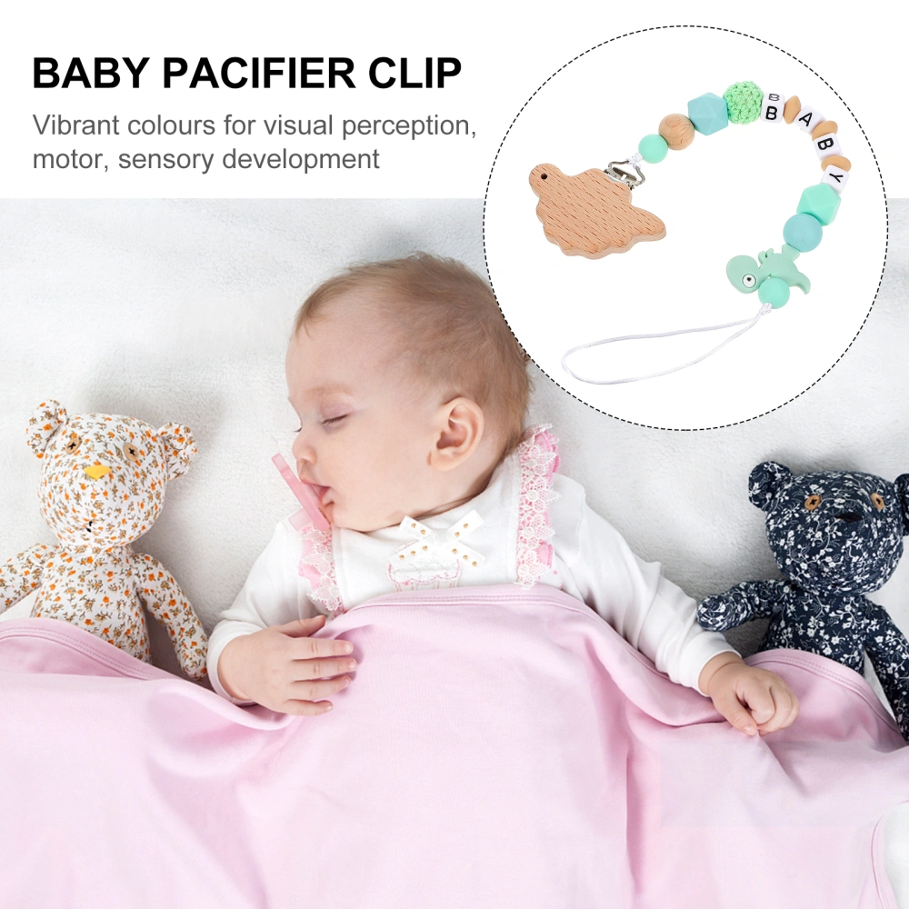 1Pc Baby Teether Baby Pacifier Wood Silicone Teether Pacifier Chain Holder