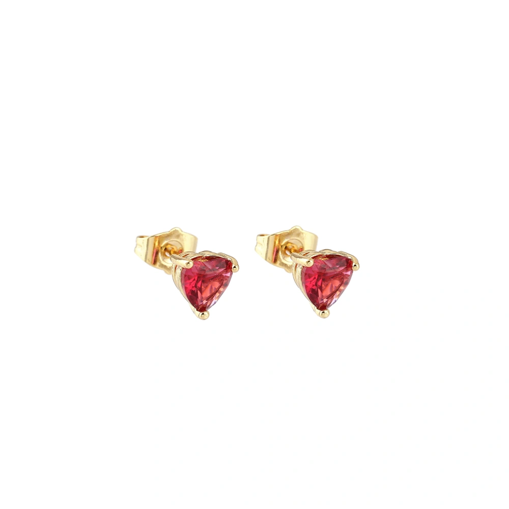 Pair of Women's Girls Love Heart Style Zircon Eardrop Earrings Ear Studs (Red)