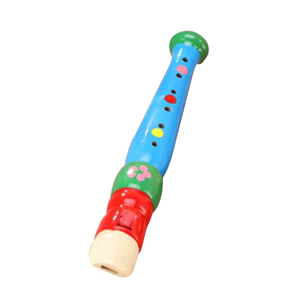 1pc Cartoon Wood Flutes Kids Musical Instrument Children Music Early Educational Toy (Blue)