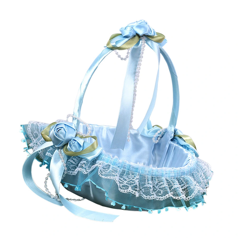 Wedding Flower Children Carries Beautiful Flower Basket for Decoration (Blue)