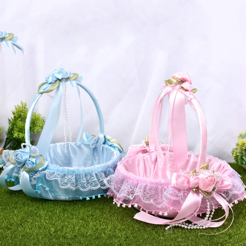 Wedding Flower Children Carries Beautiful Flower Basket for Decoration (Blue)