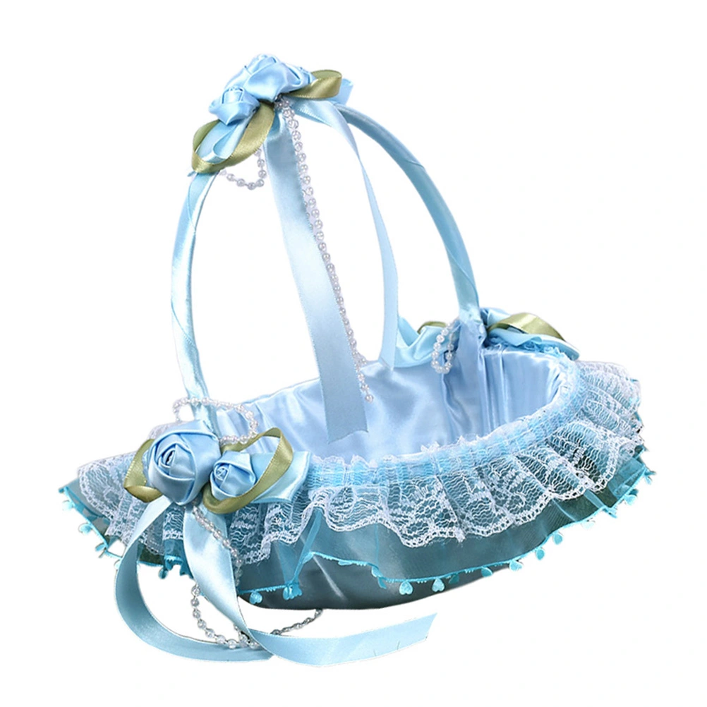 Wedding Flower Children Carries Beautiful Flower Basket for Decoration (Blue)