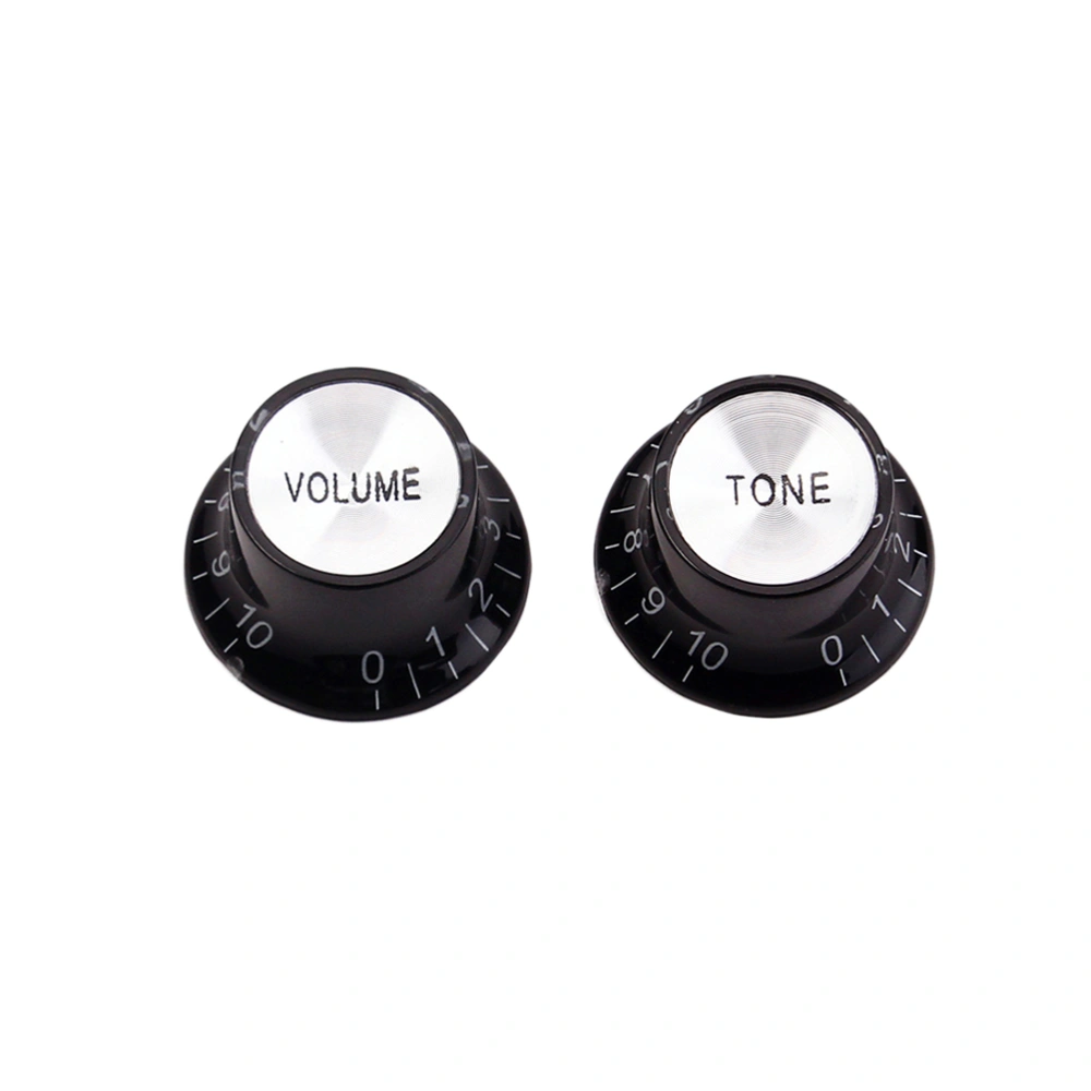 2 Pcs GD23C Aluminum Acrylic Guitar Control Knob for Electric Bass Guitar with Silver 1 Volumes 1 Tones (Black)