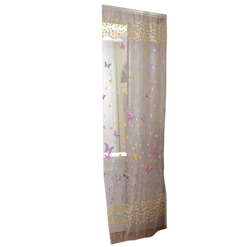 Colorful Flower Curtain Panel Room Window Balcony Tulle Window Door Curtains Drapes Pattern Curtain - Size 100 x 270cm (Rose Red)