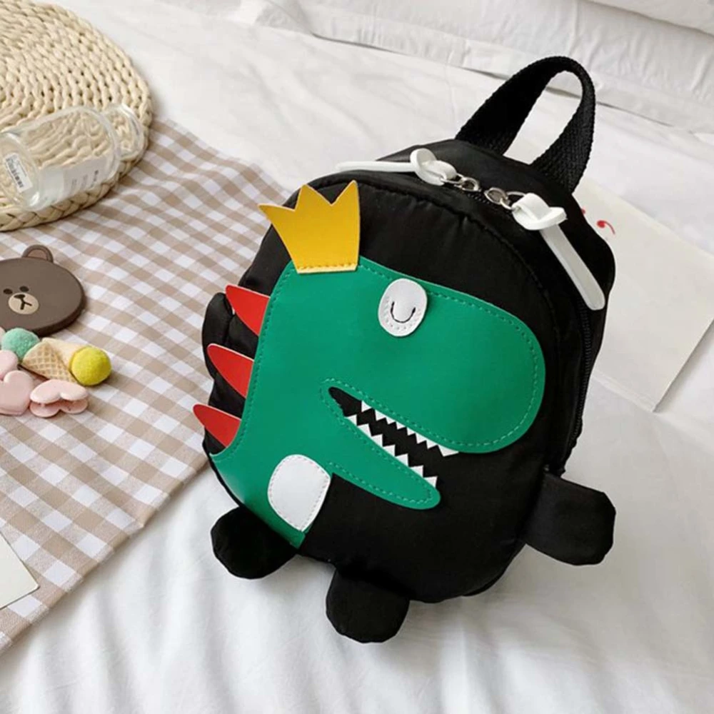 Cartoon Dinosaur Backpack Oxford Cloth backpack Super Lightweight Small Schoolbag Black