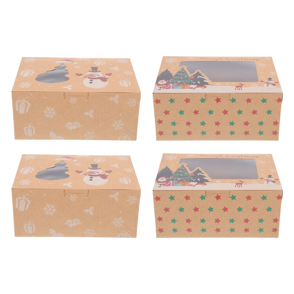 10Pcs Christmas Biscuit Boxes Cake Boxes Candy Storage Boxes (Assorted Color)