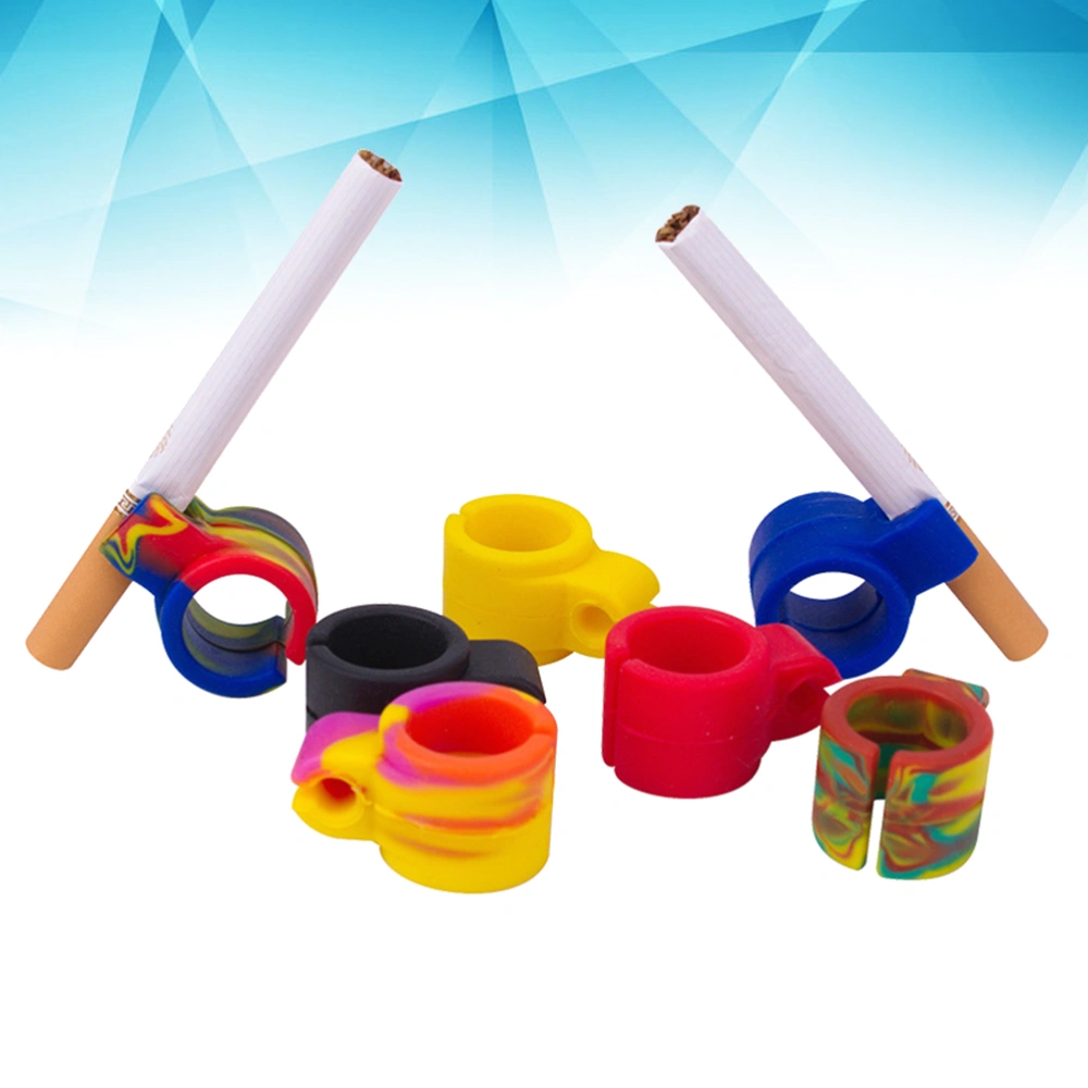 5 Pcs Creative Smoking holder Holder Ring Hands Free Finger Smoking Protector Ring(Random Color)