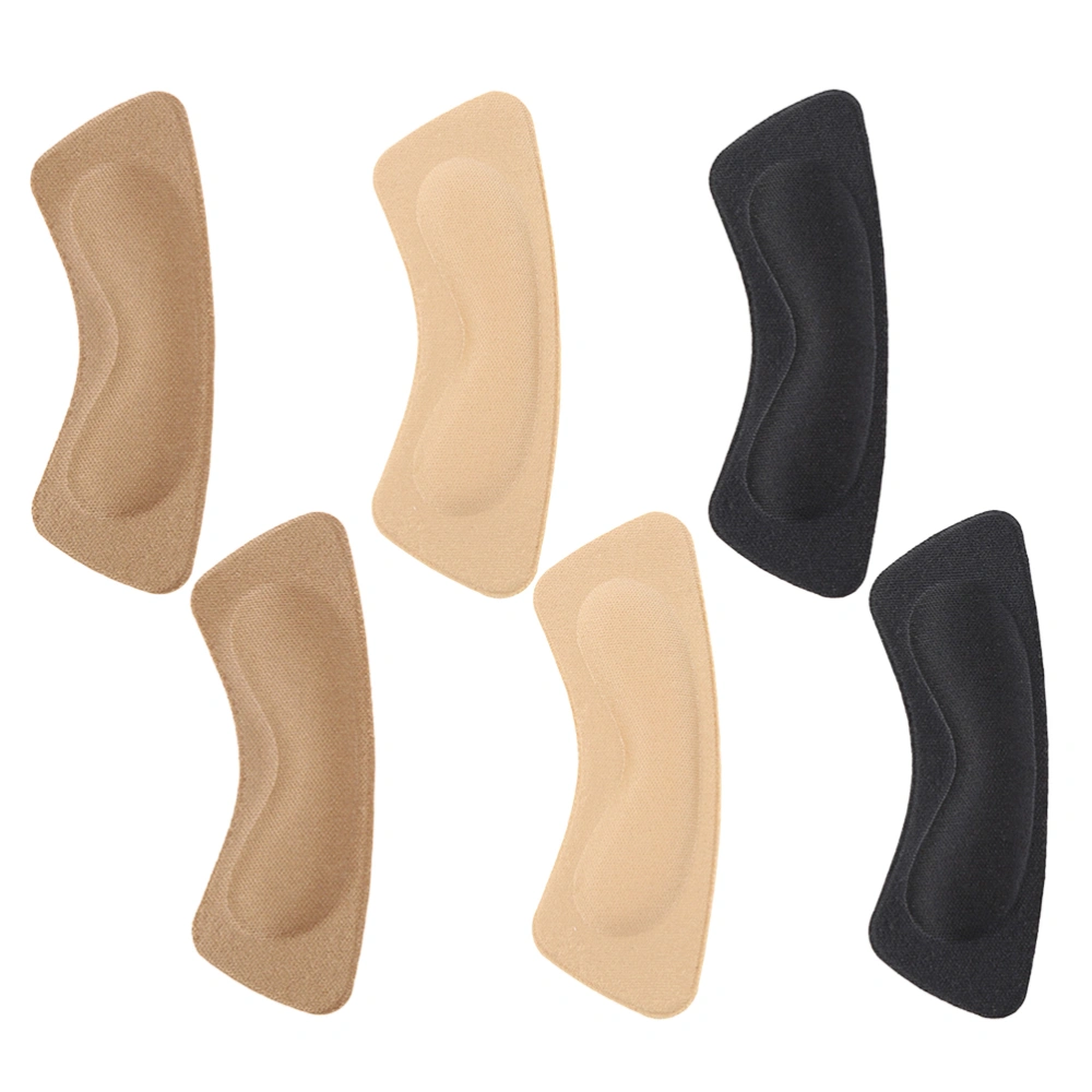 6 Pairs of Heel Grips Heel Cushion Instep Protector Blister Resistant Heel Pads (Brown, Black, Apricot for 2 Pairs Each)