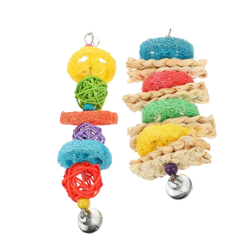 2Pcs Birds Biting Toy Bird Molar Toy Birdcage Pendant Parakeets Biting Toy Parrot Biting Toy