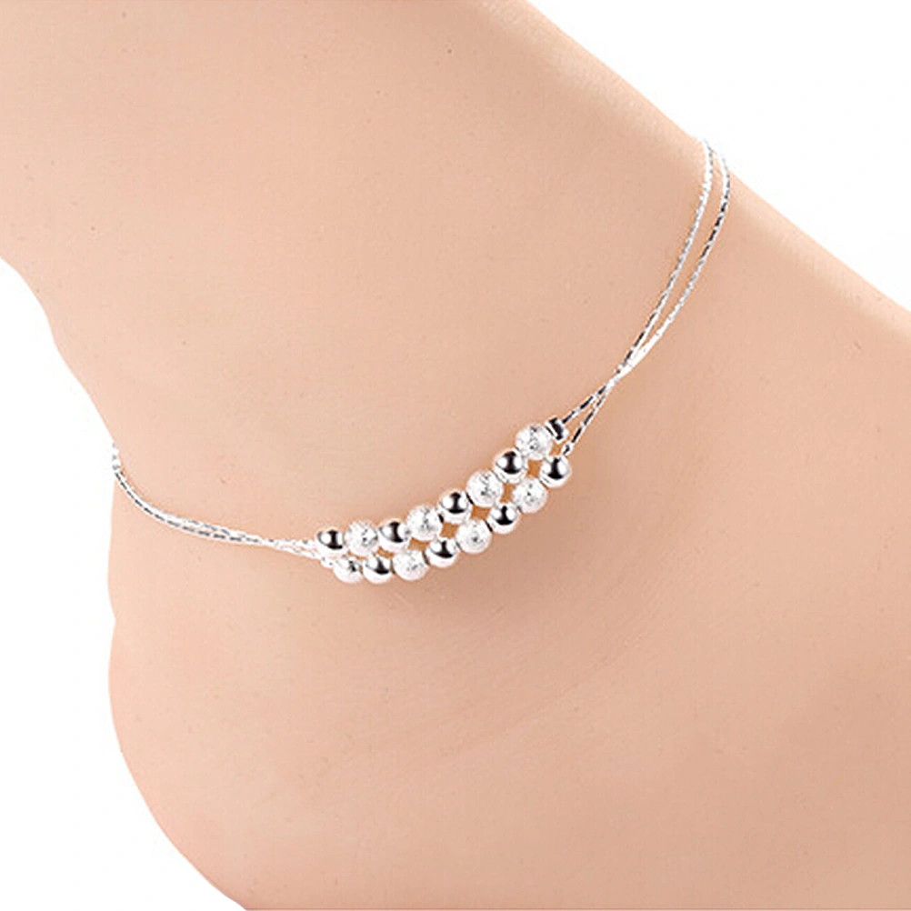 Vintage Silver Bead Chain Ankle Bracelet Anklet Foot Jewelry for Women Girls