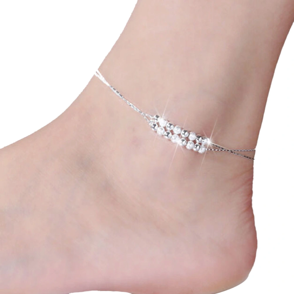 Vintage Silver Bead Chain Ankle Bracelet Anklet Foot Jewelry for Women Girls