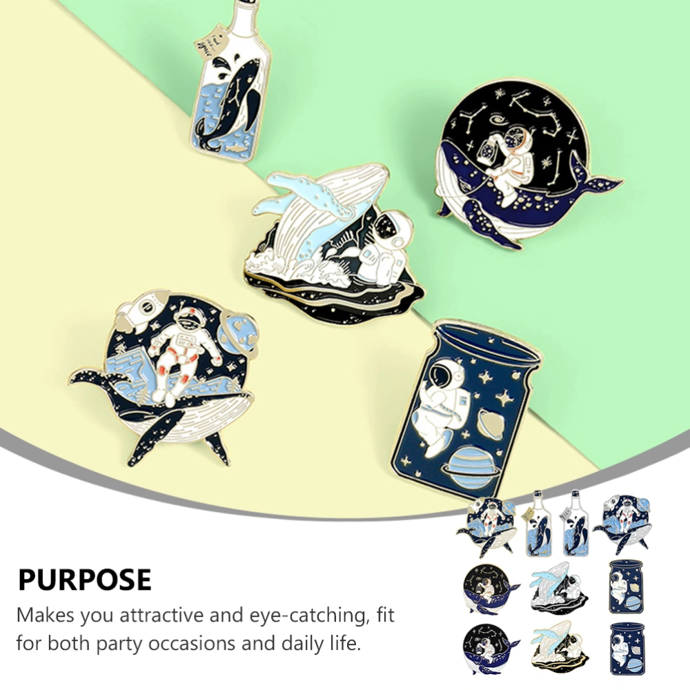 10pcs Astronaut and Whale Brooch Pin Set Cartoon Space Lapel Brooches Badges