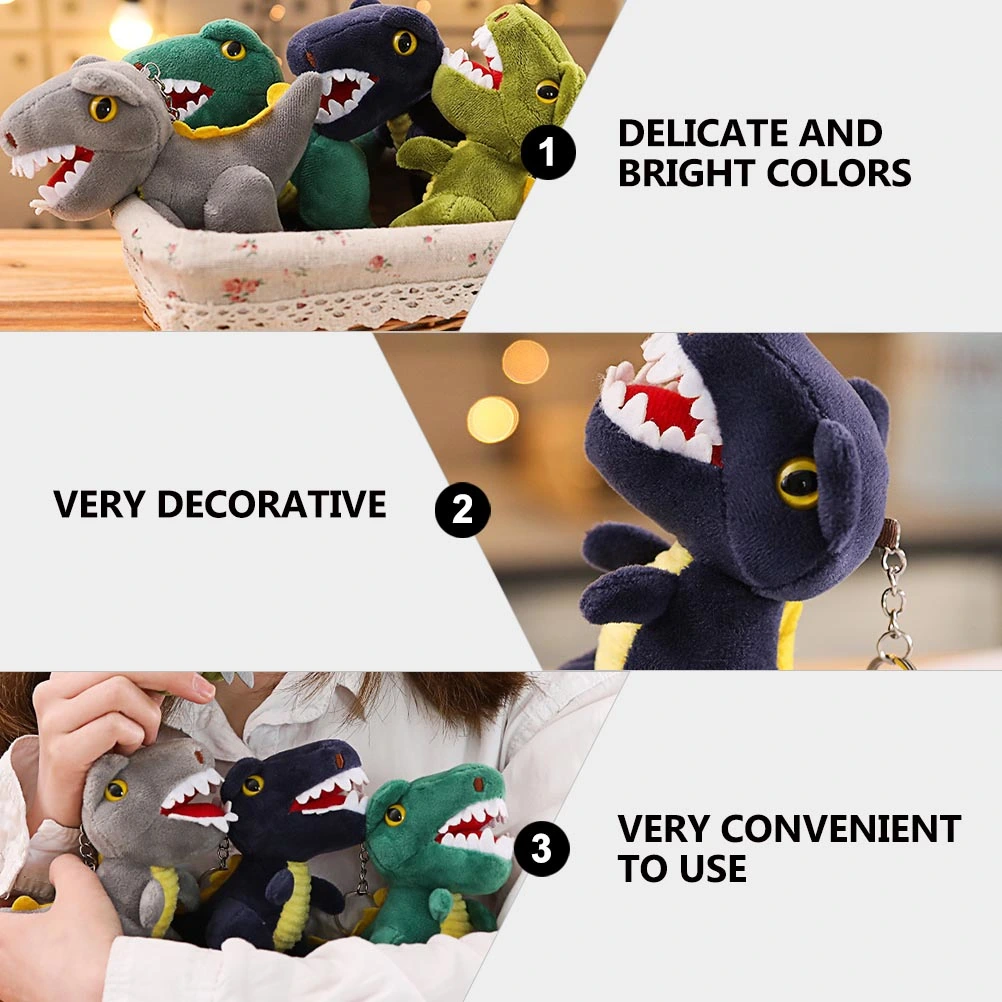 4PCS Plush Dinosaur Keychain Pendant Premium Durable Keychain Dinosaur