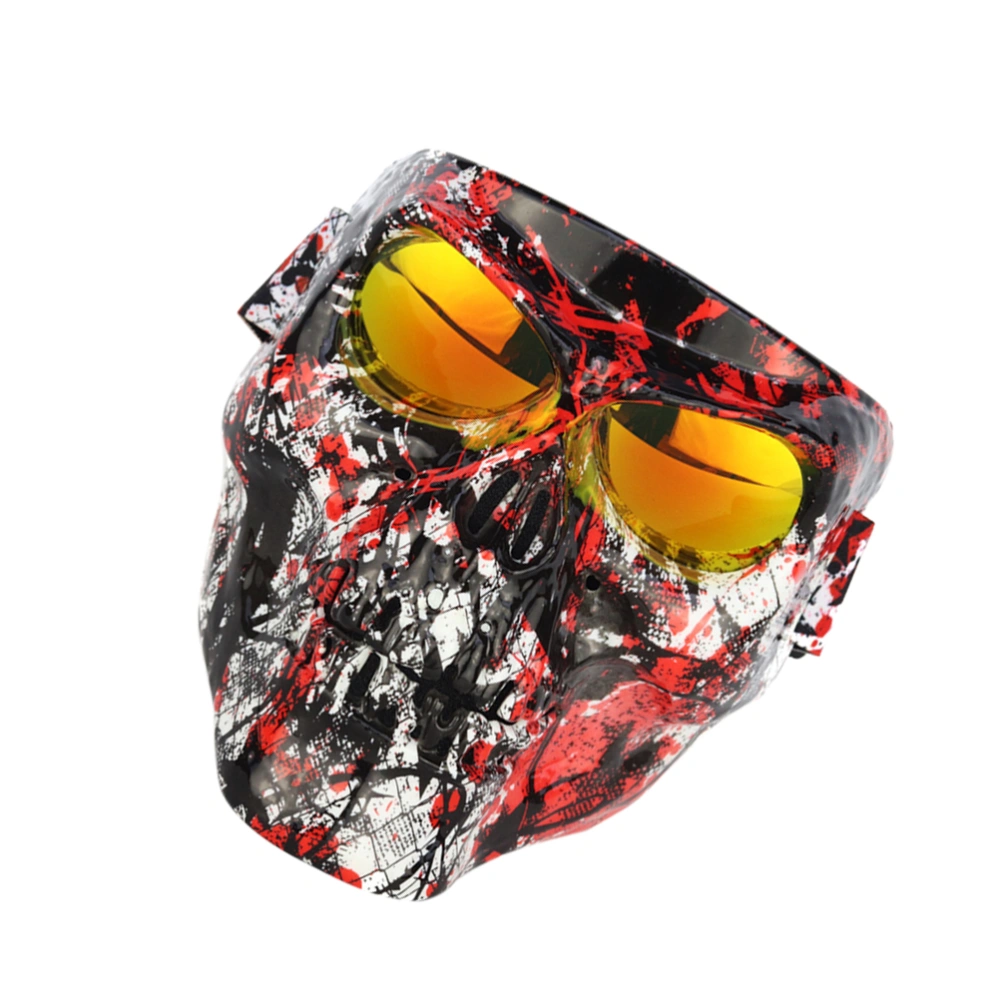 1PC Skull Design Helmet Goggles Motorcycle Protective Goggles Face Mask Goggle Cycling Face Guard Red Lens