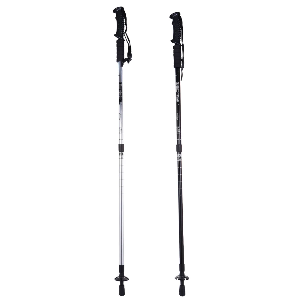 2Pcs Durable Aluminium Alloy Alpenstock Multifunctional Folding Trekking Pole