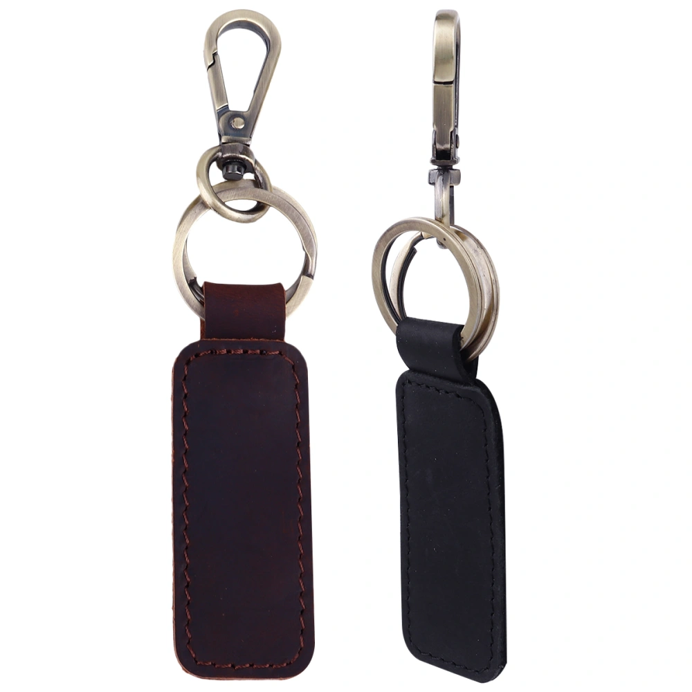 2 Pcs Leather Key Rings Retro Key Chains Car House Key Rings Bag Pendants