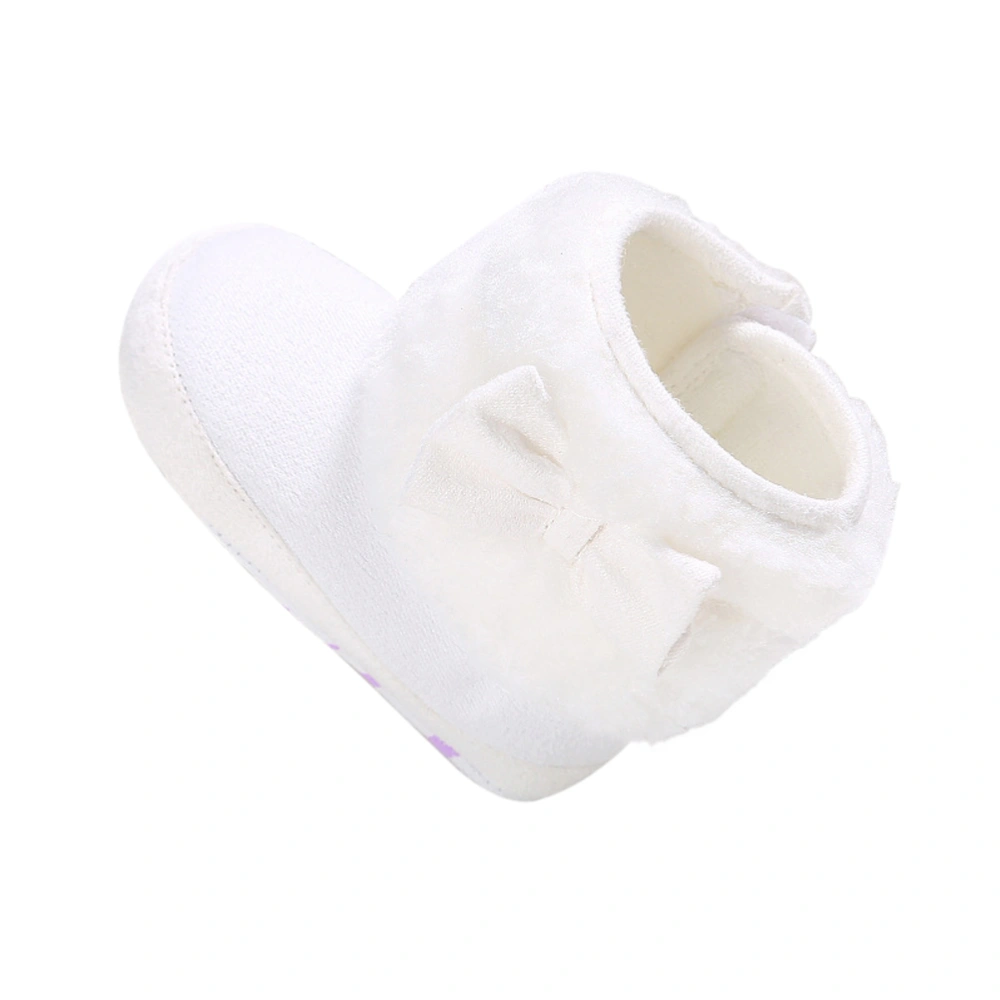 Pair of Baby Boots Shoes Infant Newborn Booties Toddler Winter Warm Prewalker for Baby Boy Girl 12 CM (White)