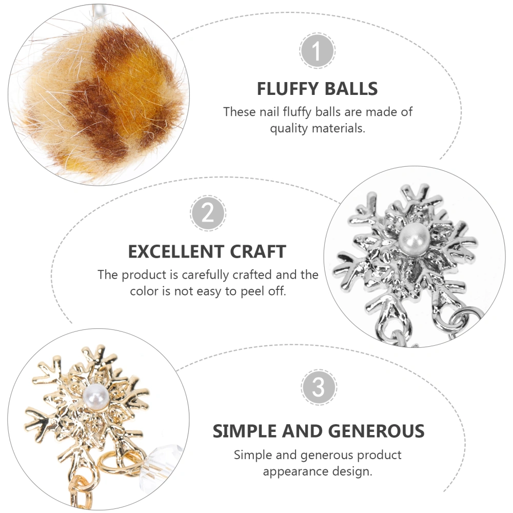 4pcs Delicate Nail Art Fluffy Balls Alloy DIY Nail Plush Balls Accessories