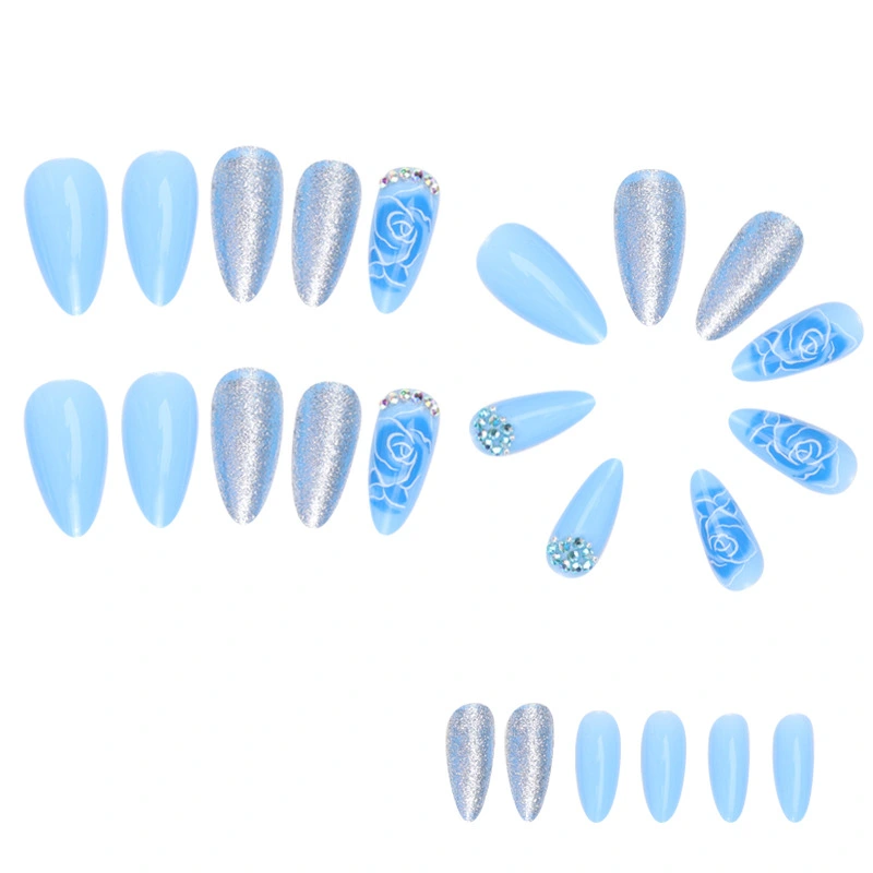 24 pcs Rose Design Press on Nails Artificial Nails Women Fake Nails Girl False Nails
