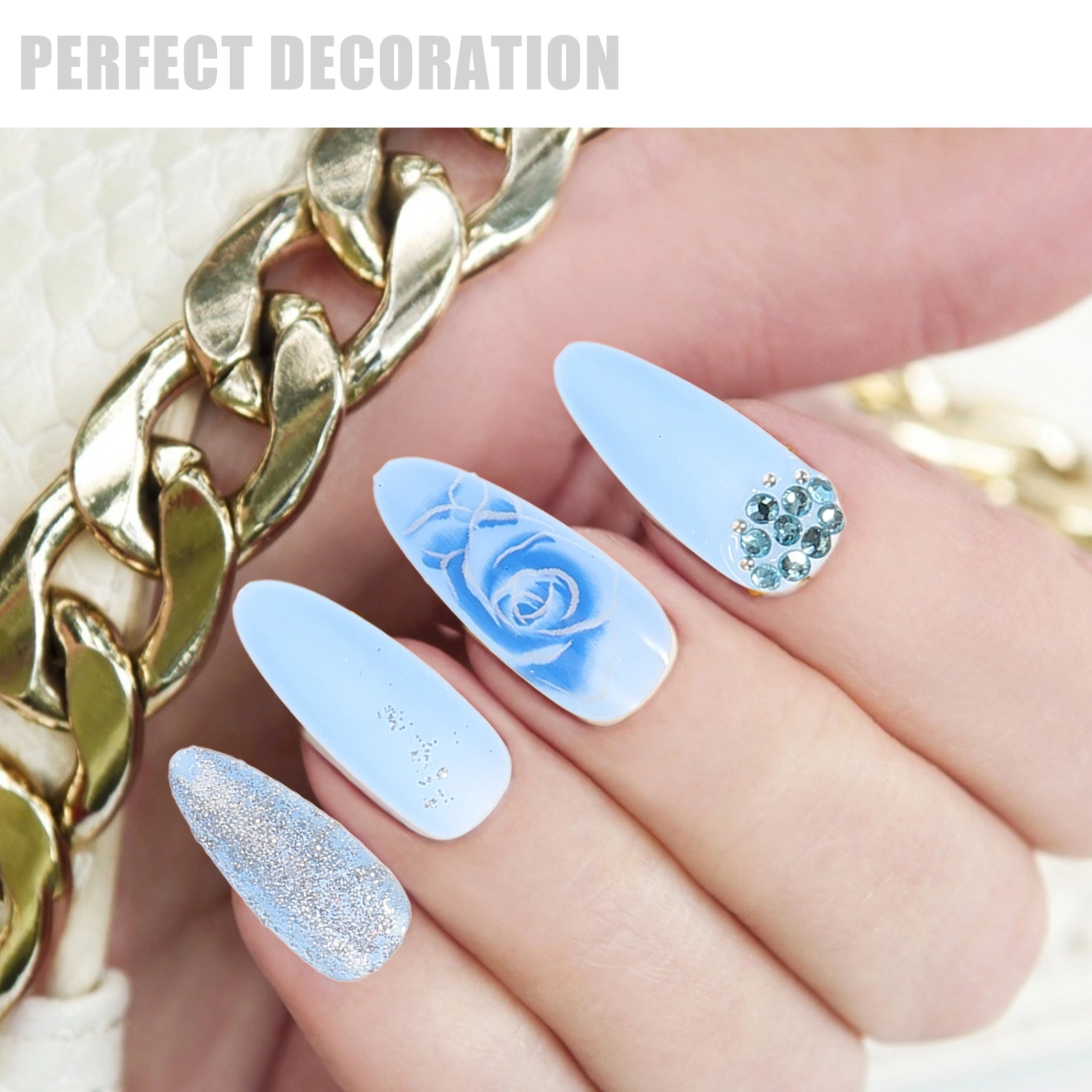 24 pcs Rose Design Press on Nails Artificial Nails Women Fake Nails Girl False Nails