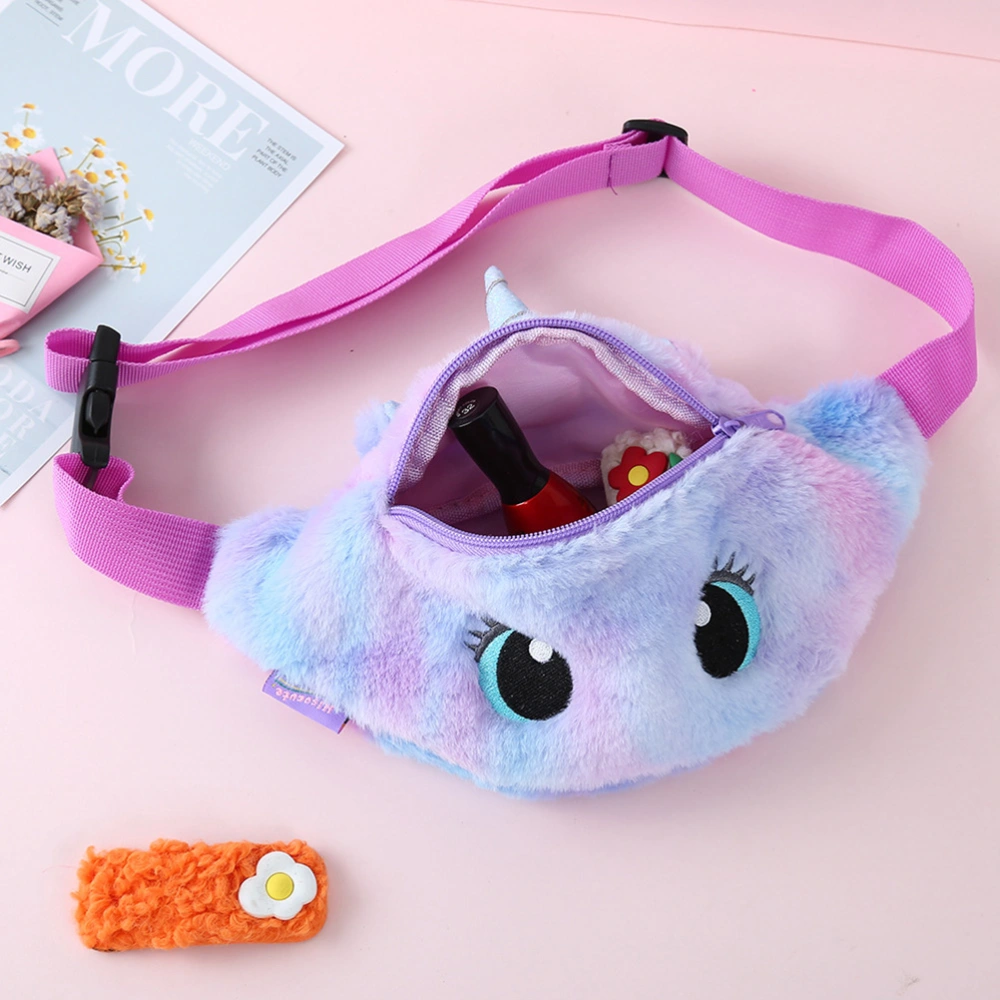 Violet Plush Crossbody Bag Fashion Unicorn Waist Pack Big Eye Unicorn Chest Bag Delicate Shoulder Bag Girls Waist Bag