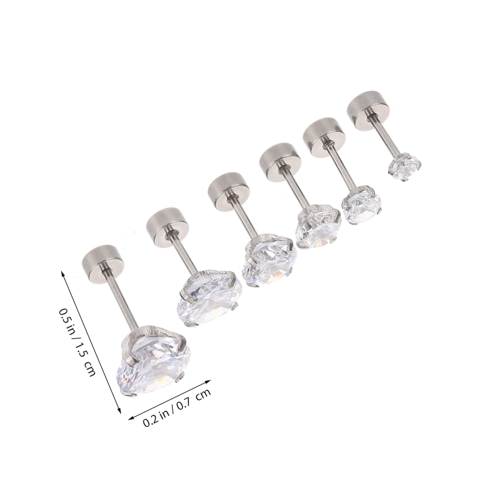 6pcs Stud Earrings for Men Cartilage Earring Studs Stainless Steel Ear Studs