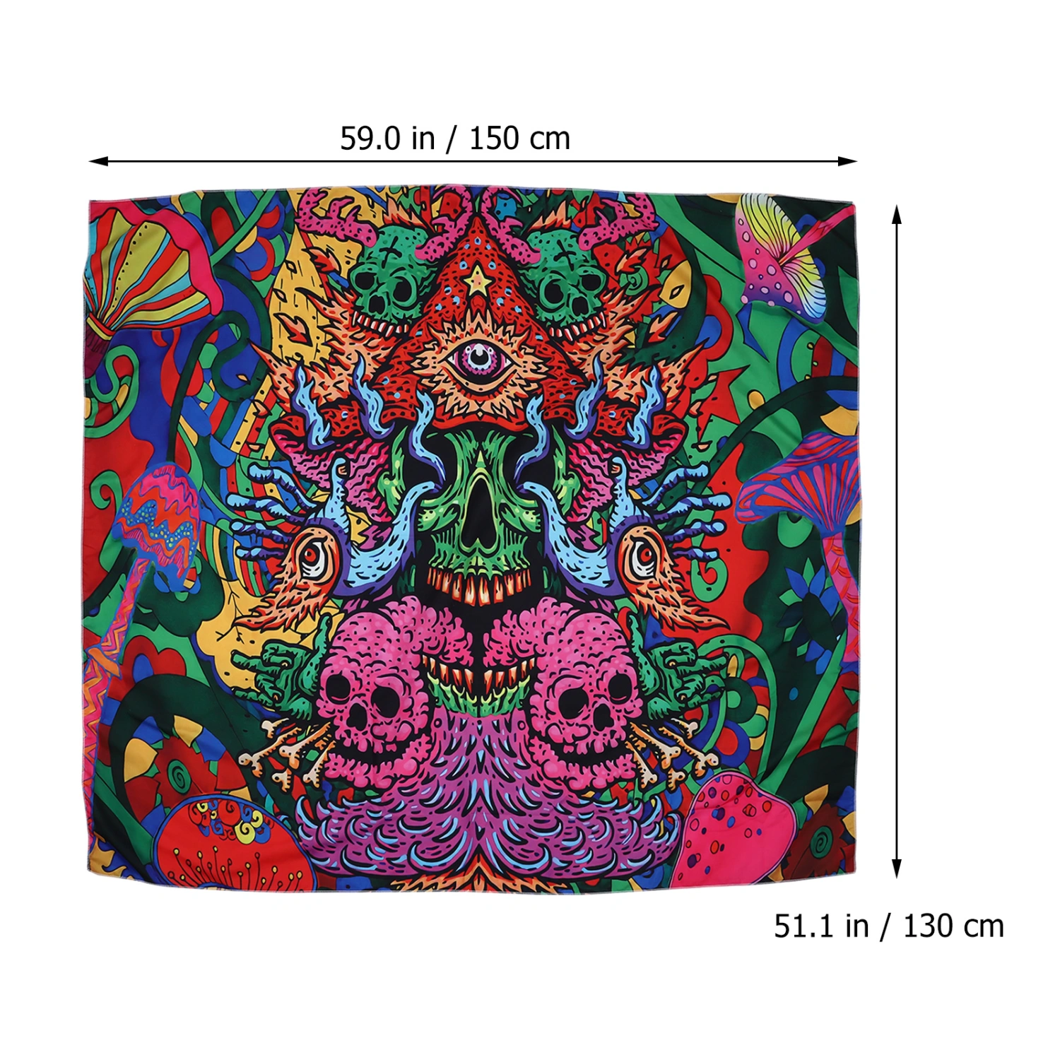 Skull Pattern Tapestry Colorful Mysterious Art Tapestry for Bedroom Living Room