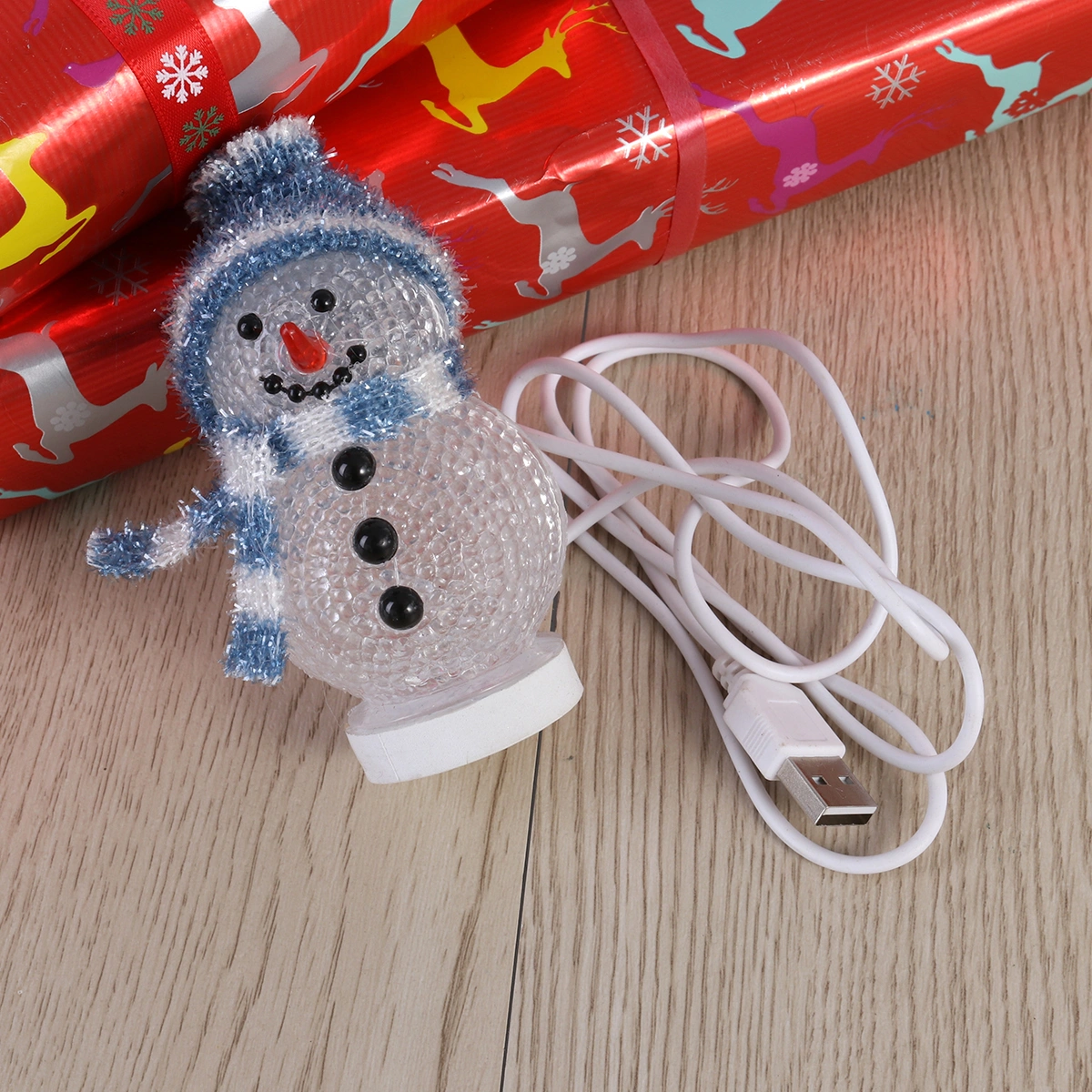 2pcs Christmas LED Light Desktop Snowman Lamp Bedside Decorative Light Home Decor Lamp for Living Room Bedroom (Blue and White Hat)