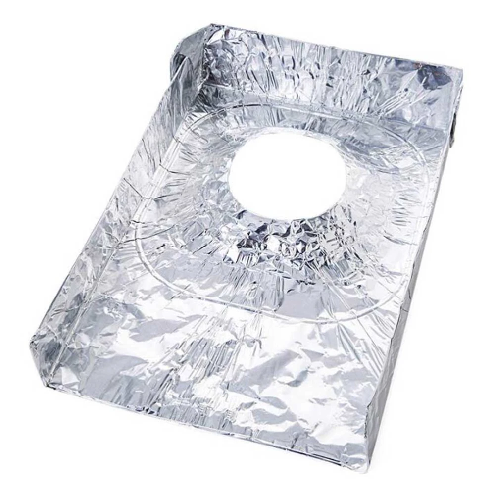 4pcs Heat Resistance Aluminum Foil Stove Burner Covers Gas Oven Covers Oil Proof Pad (Silver)