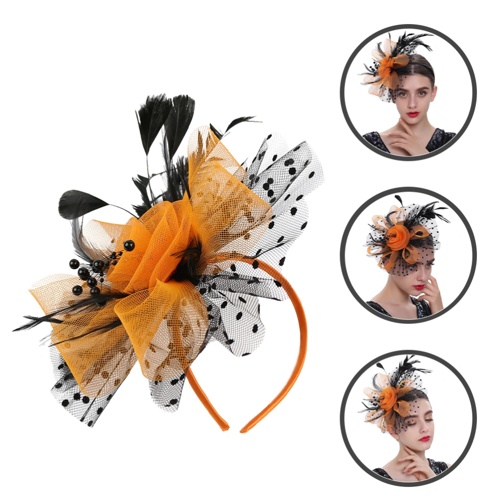 Tea Party Fascinator Hat Wedding Bride Feathering Headband Banquet Headpiece