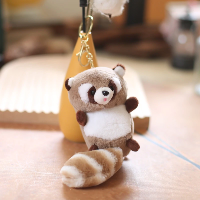 Decorative Keychain Bag Pendant Phone Hanging Keychain Stuffed Raccoon Keyring