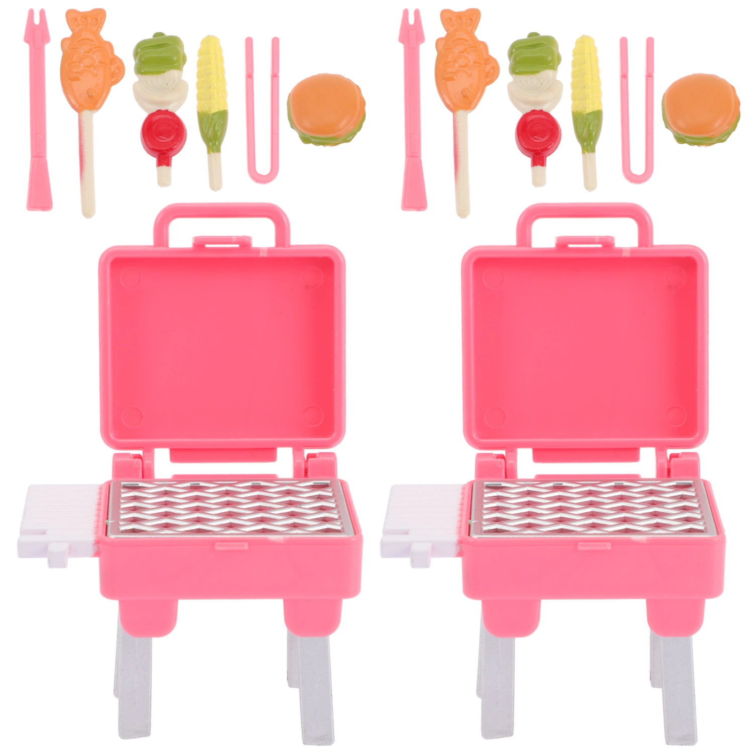 2 Sets Kids Grill Playsets Plastic Grill Toys Dollhouse Play Kitchen Accessories