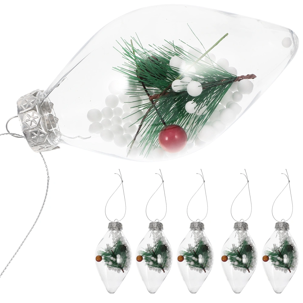 6pcs Xmas Tree Hanging Ornament Christmas Clear Pendants Xmas Tree Decorations No Lamp