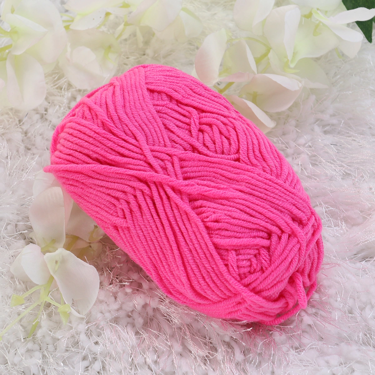50g Milk Cotton Yarn Cotton Chunky Hand-woven Crochet Knitting Wool Yarn Warm Yarn for Sweaters Hats Scarves DIY (Pink)