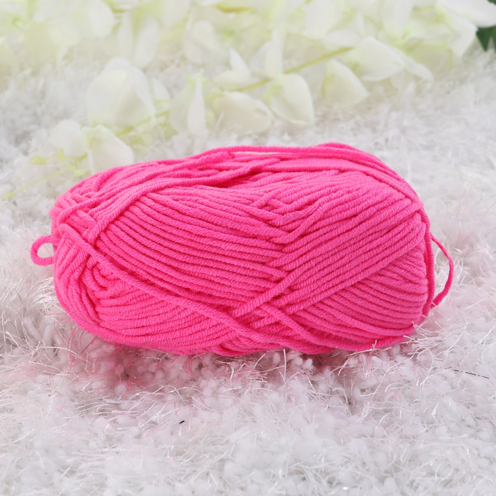 50g Milk Cotton Yarn Cotton Chunky Hand-woven Crochet Knitting Wool Yarn Warm Yarn for Sweaters Hats Scarves DIY (Pink)