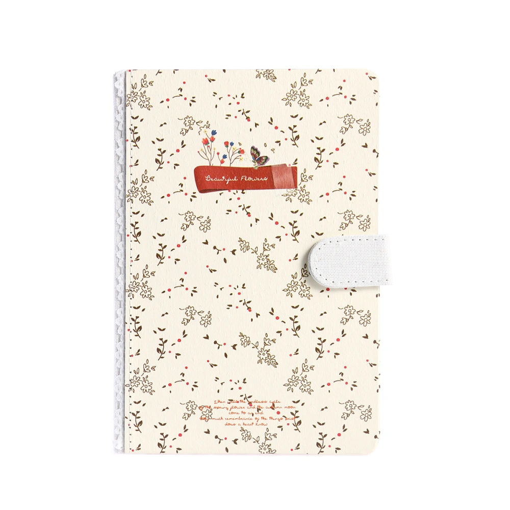 Notebook with Flowers Magnetic Clasp Notebook Journal Diary Floral Pattern Hardcover Notepad Medium Size (Type D)