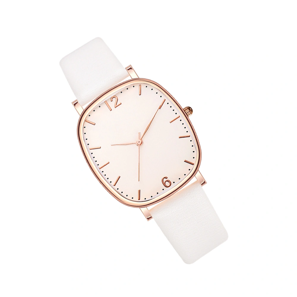 PU Wrist Watch Women Quartz Watch Fashion Business Watch Casual Watch (White)