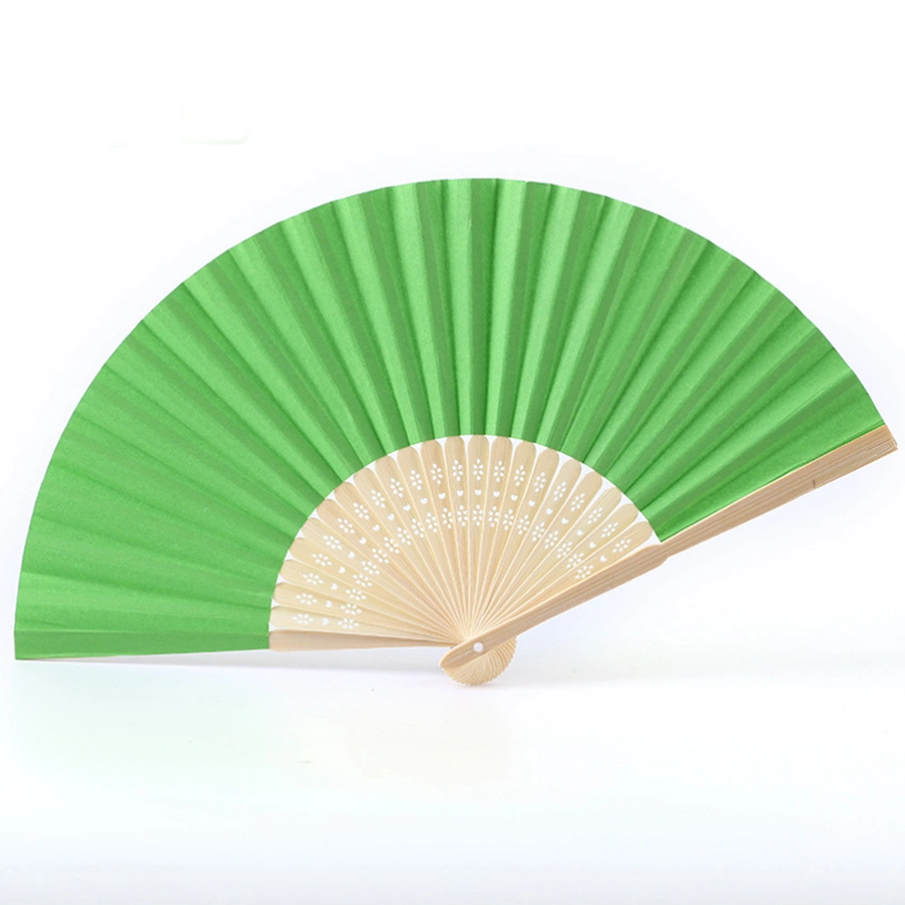 5pcs Handmade Paper Folding Fans Bamboo Hand Held Fan Gift Party Favors DIY Decor for Kids (Green, Purple, Pink, Rosy, Yellow)